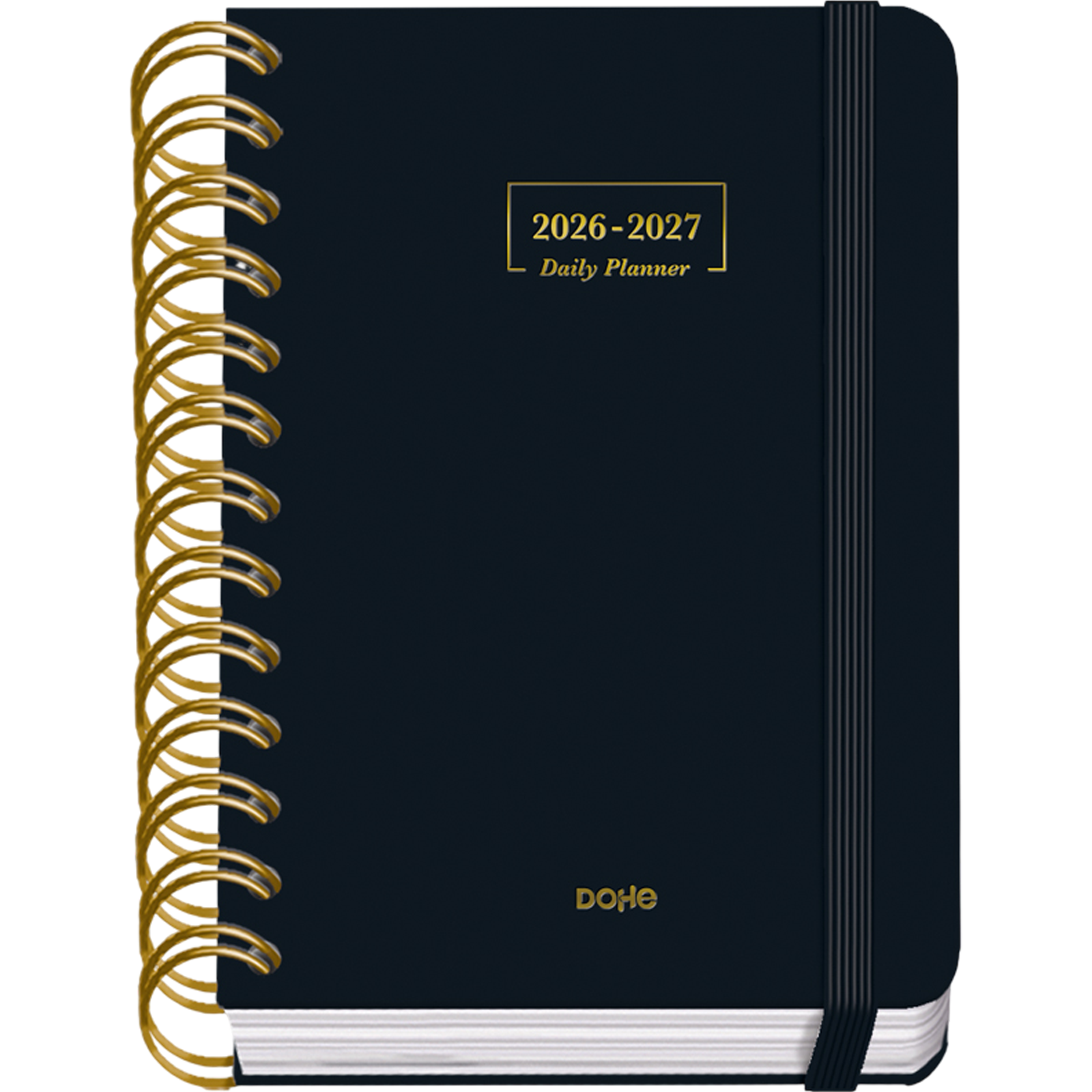 Dohe - Agenda Escolar 2026 2027 - Septiembre a Junio, Día Página, A6 (12x17 cm), Tapa Dura Suave, Espiral Doble, Cierre con Goma Elástica, 2 Páginas de Pegatinas, Español e Inglés