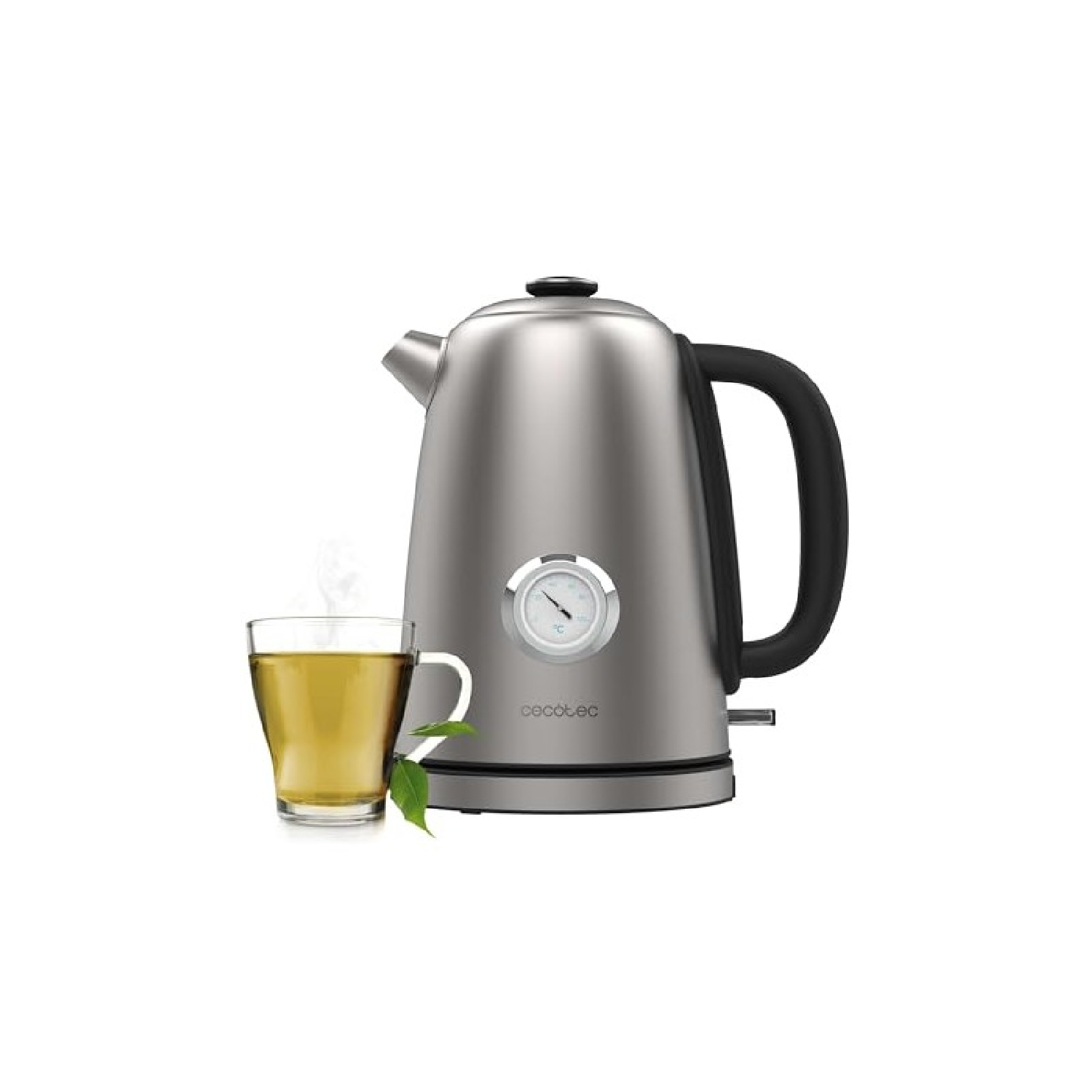 Cecotec Hervidor de Agua Eléctrico 1,7L Thermosense 620 Vintage. 2200W, Cuerpo de Acero Inoxidable, Filtro Antical, Base 360°