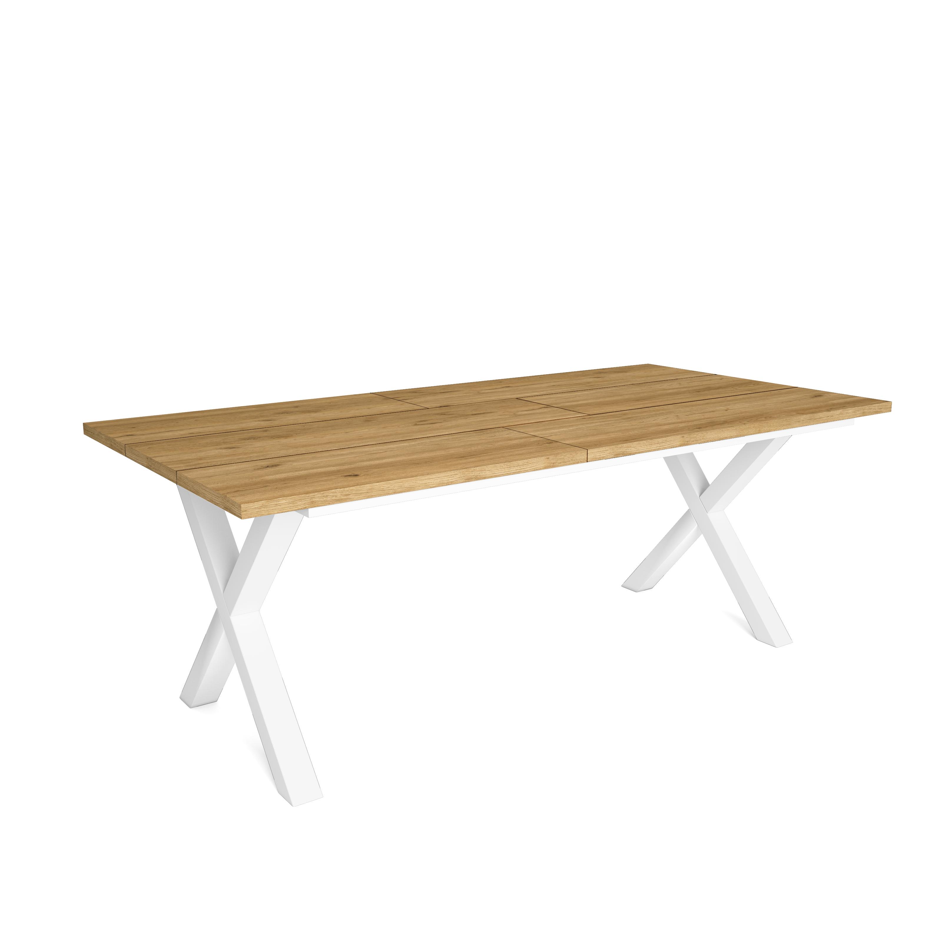Skraut Home - Mesa de Comedor, Tetrix, 10 Comensales, 200, Robusta y estable gracias a su estructura y patas macizas, Ideal para reuniones familiares, Roble, Estilo Industrial, 194x90x75cm