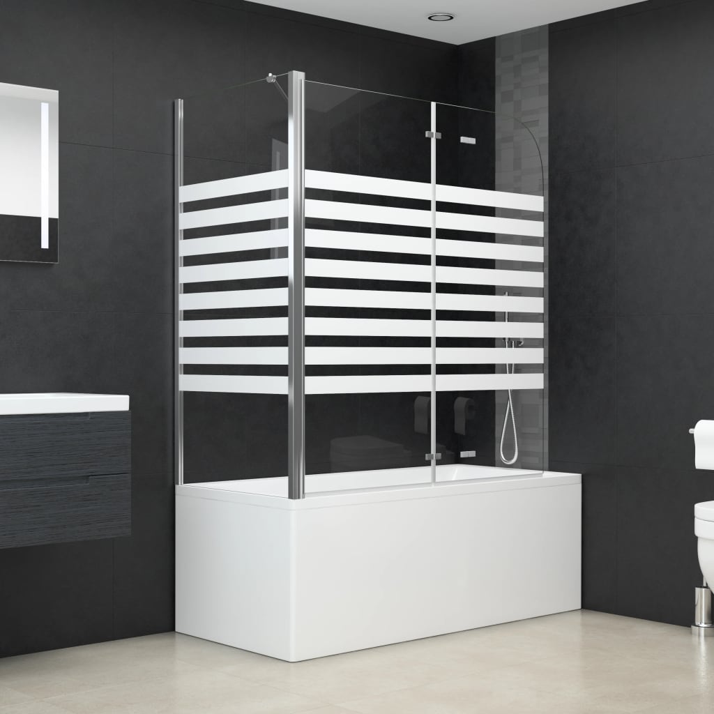 vidaXL Mampara de Baño a Rayas Vidrio Templado Cierre Aseo Lavabo Mampara Color Blanco,  Negro, y mas