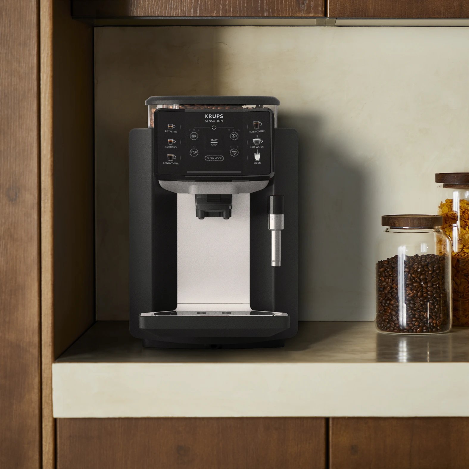 Cafetera cafetera super-automática Sensation C10 15 bar KRUPS EA910A10  | con Molinillo, con Espumador de leche, negra, Cromo