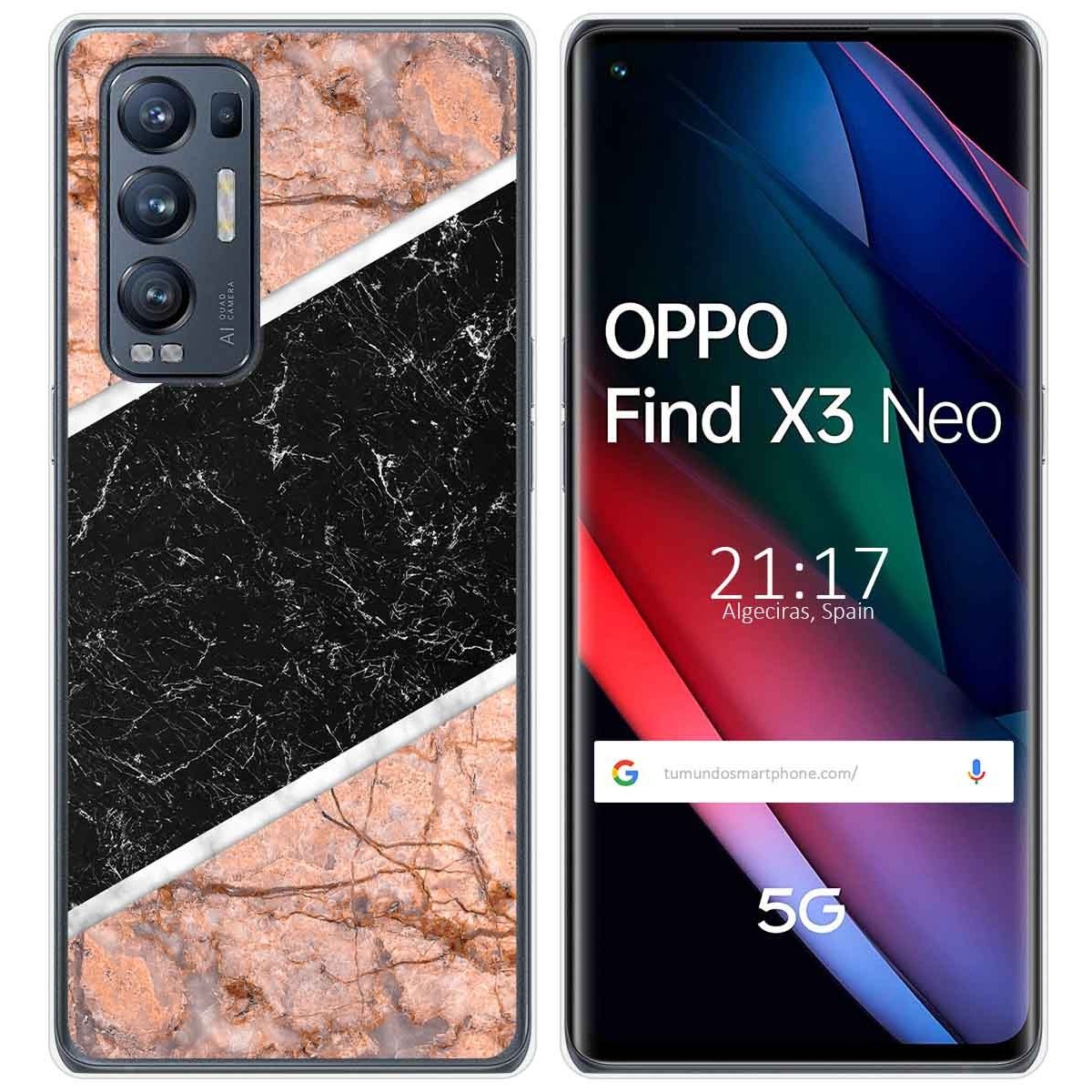 Tumundosmartphone Funda Gel Tpu para Oppo Find X3 Neo 5G diseño Mármol 07 Dibujos