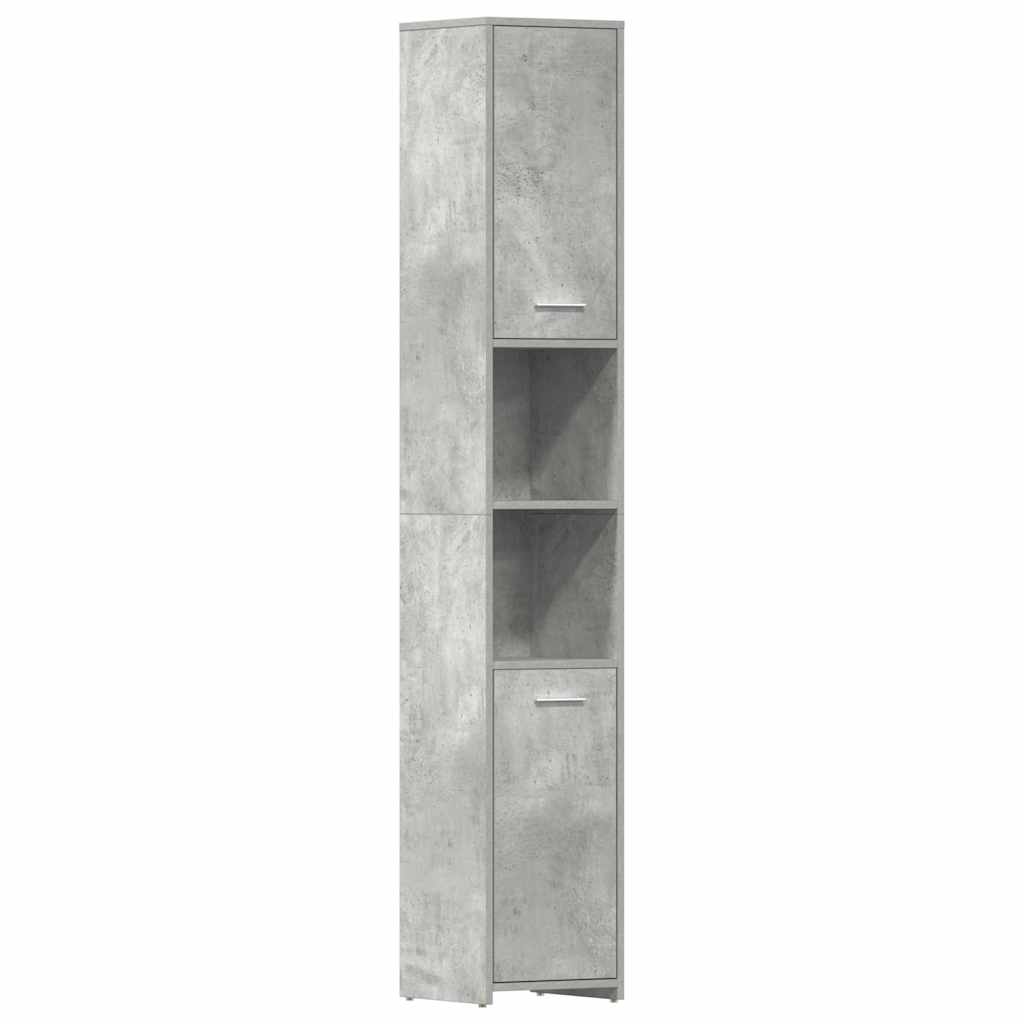 vidaXL Armario baño madera contrachapada gris hormigón 30x30x183,5 cm