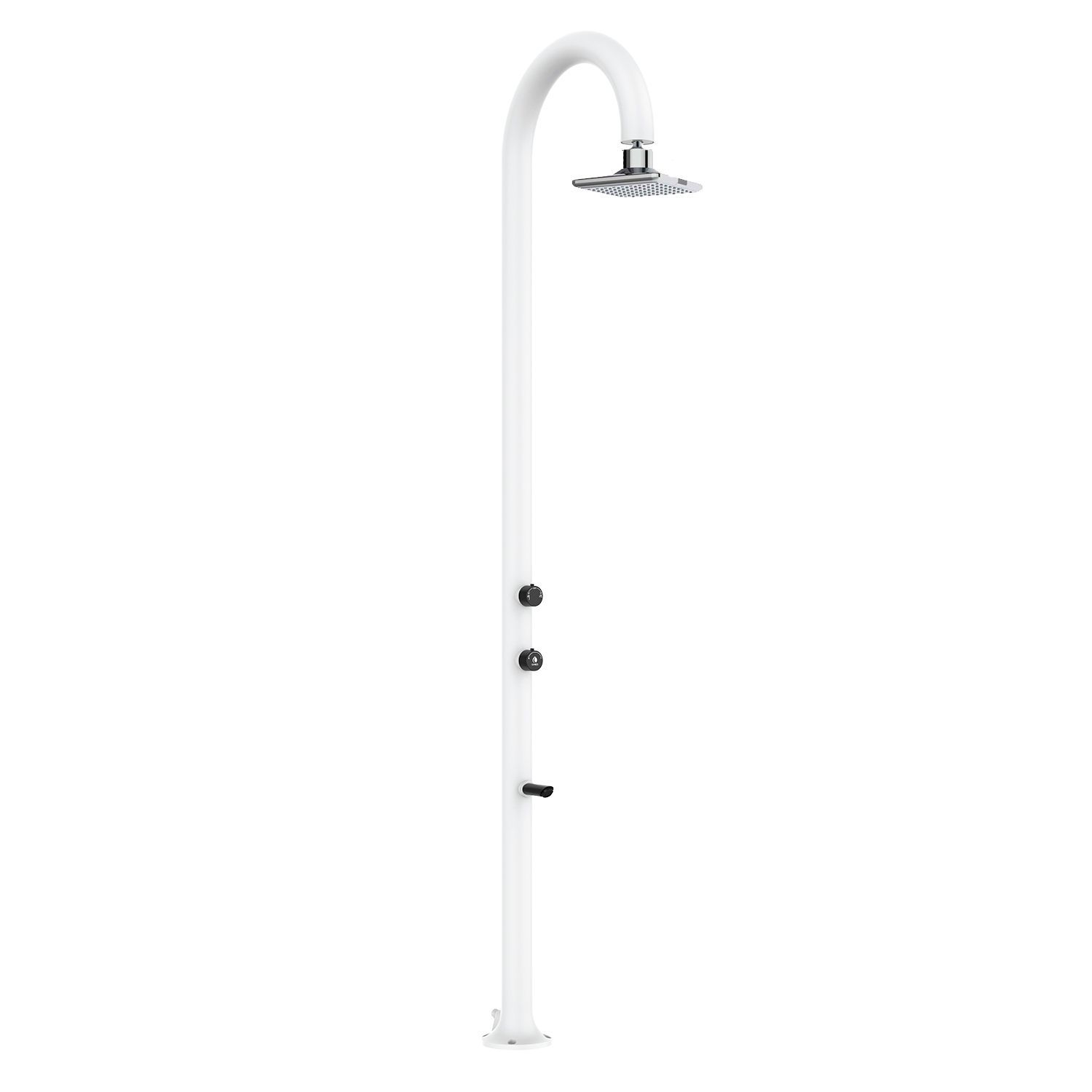 SINED Ducha jardín de aluminio blanco con rociador LED cuadrado y termómetro LCD doble toma de agua para interior o exterior altura 2235 cm modelo LUNA ALU BIANCA LED