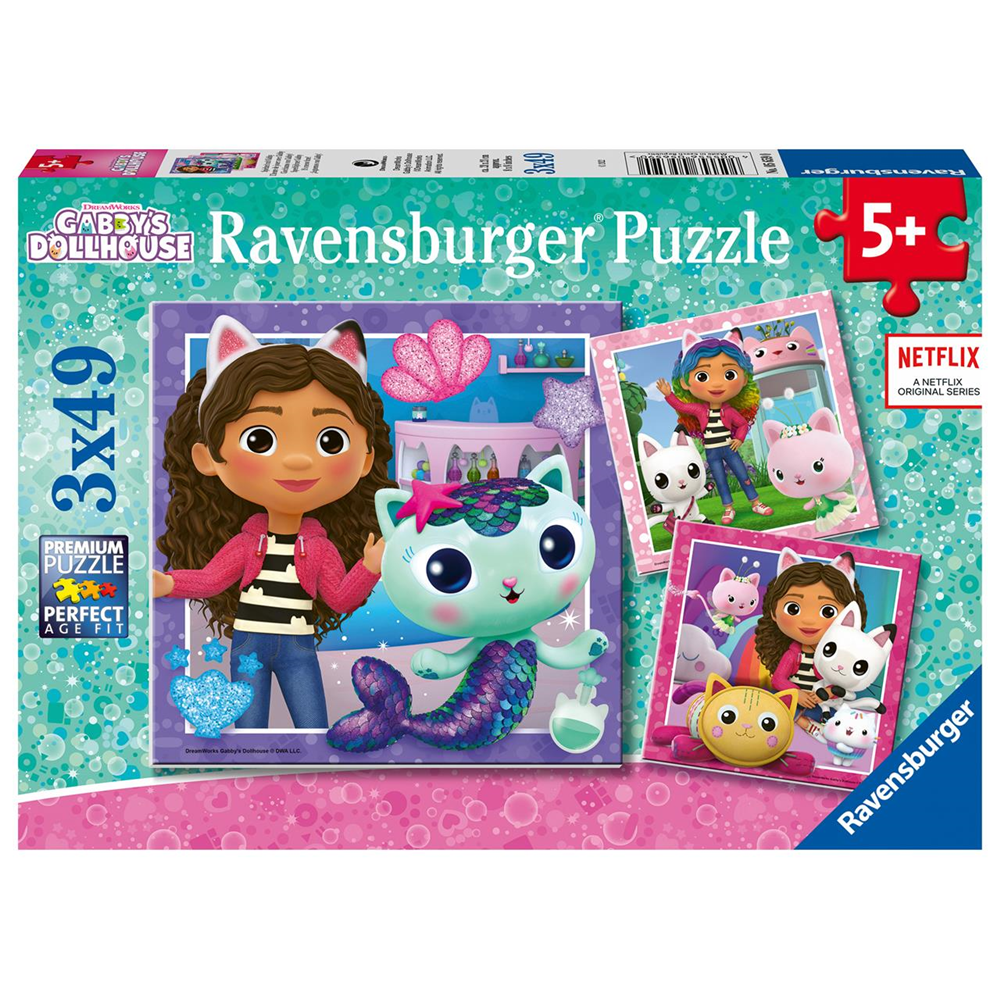 Puzzle La Casa De Muñecas De Gabby( Gabby's Dollhouse) 3x49 piezas. (Ravensburger 5659)