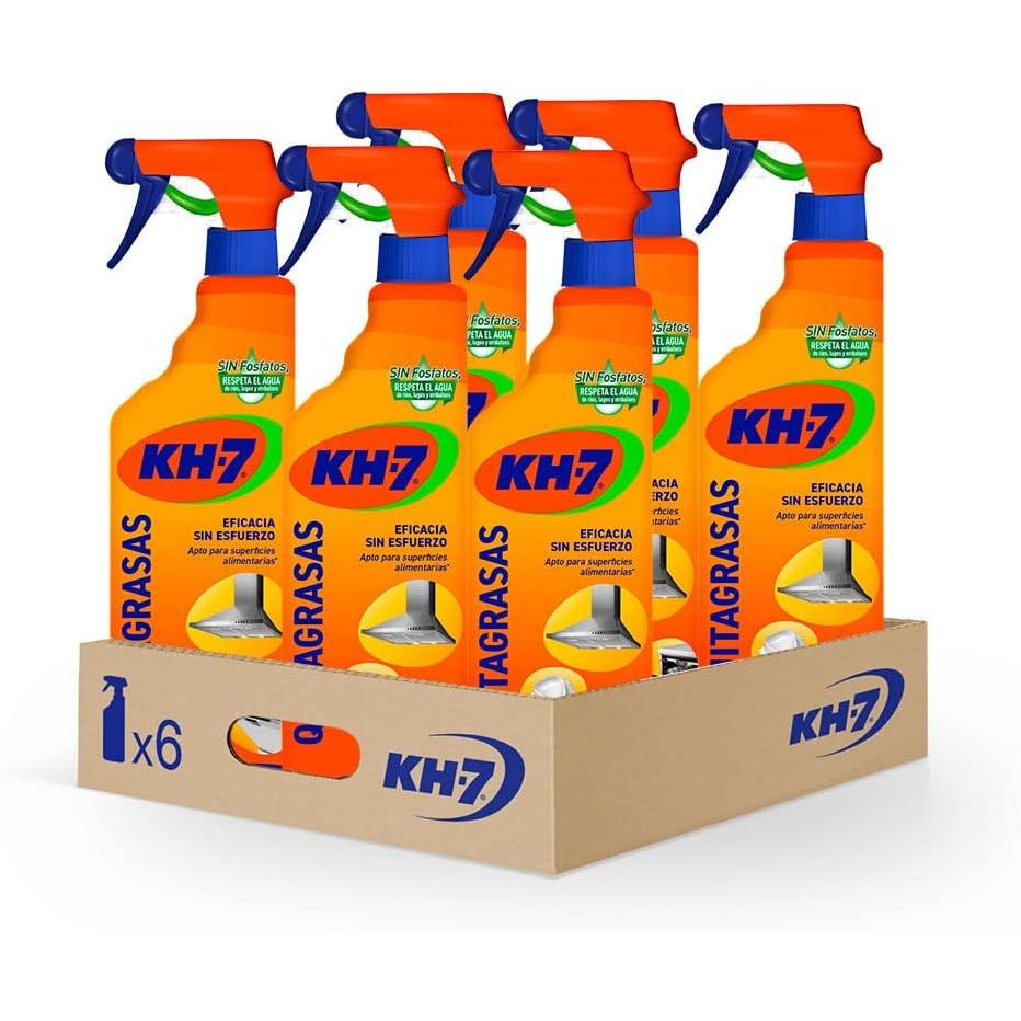 KH-7 Quitagrasas Pistola - Pack 6 Botellas de 650 ml - Elimina sin esfuerzo la grasa y suciedad más incrustada - Kh7 Pistola 650 ml