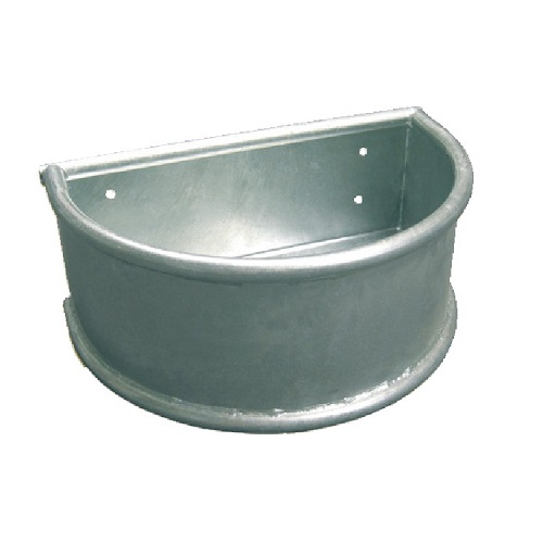 KERBL Comedero Galvanizado Semicircular, Bordes de Seguridad Redondeados, con Tapón de Vaciado Ø15 mm, 55 x 35 x 24 cm, 28 L