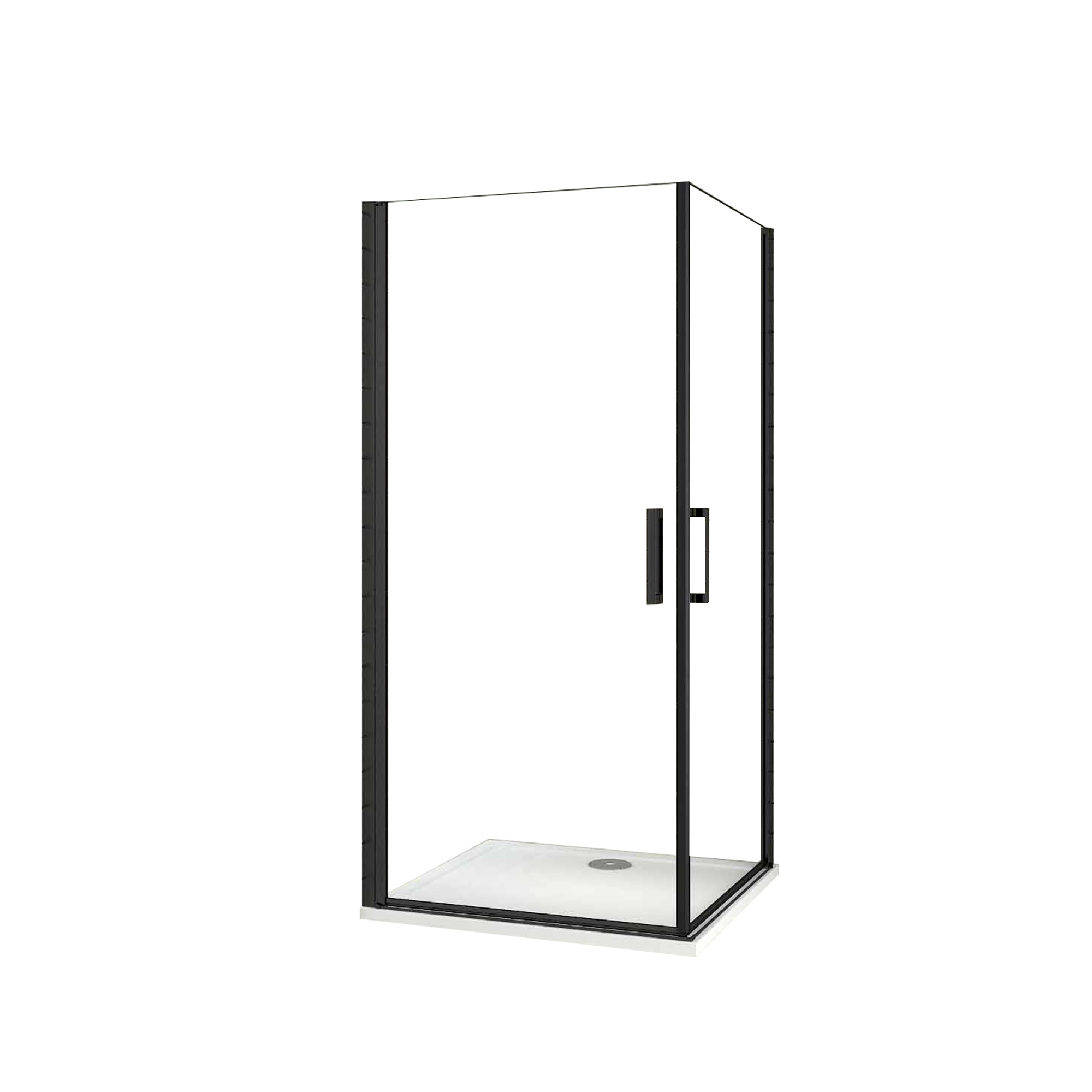 Mampara de Ducha Cuadrada Abatible,Perfil Negro Mate,Vidrio Antical 8mm,(782-802)x(782-802)x2000mm