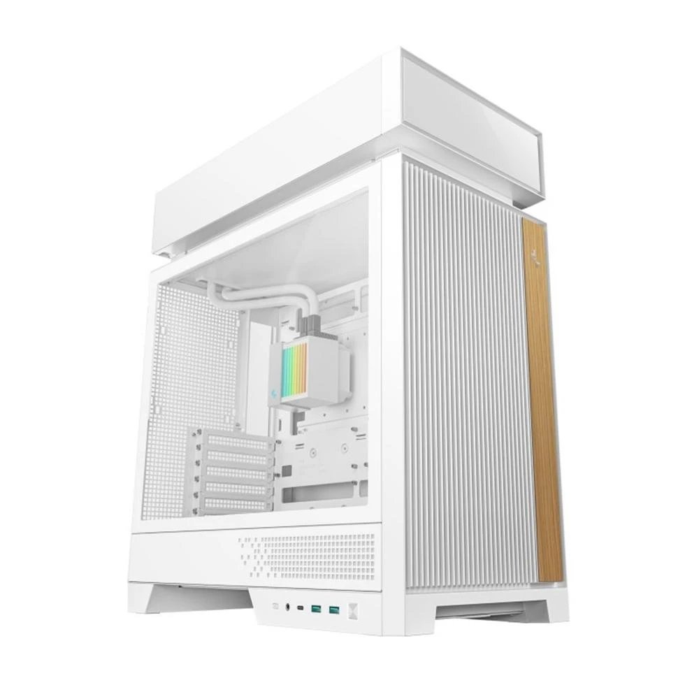 DeepCool - Caja para PC CL6600 WH de torre media blanca con panel lateral de vidrio templado, soporte para GPU hasta 41,3 cm y refrigeración RGB integrada