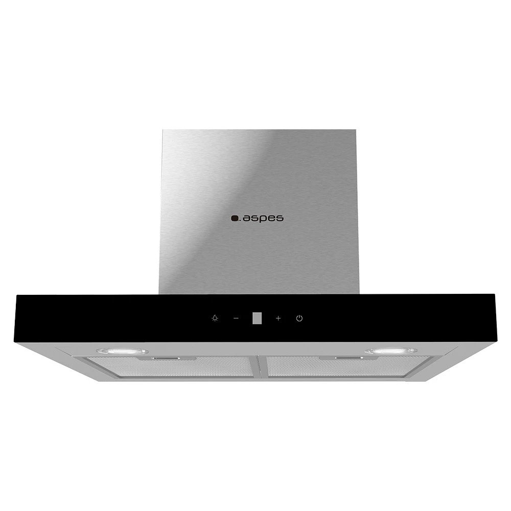 Campana Decorativa T Invertida ASPES ACPT600AN 60cm 800m³/h Clase A Cristal negro  | Táctil, 57dB, Niveles Extracción 4