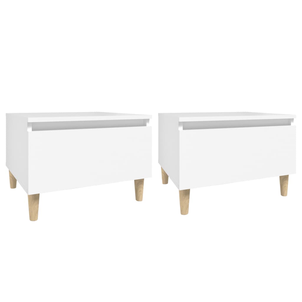 Vidaxl Mesas Auxiliares 2 Uds Contrachapada 50x46x35 Cm Blanco Negro Blanco Brillante y Mas Mesa de Sofá Mesa de Entrada para Salón Consola de Entrada Mueble Recibidor Mesita Mesa Auxiliar Salon