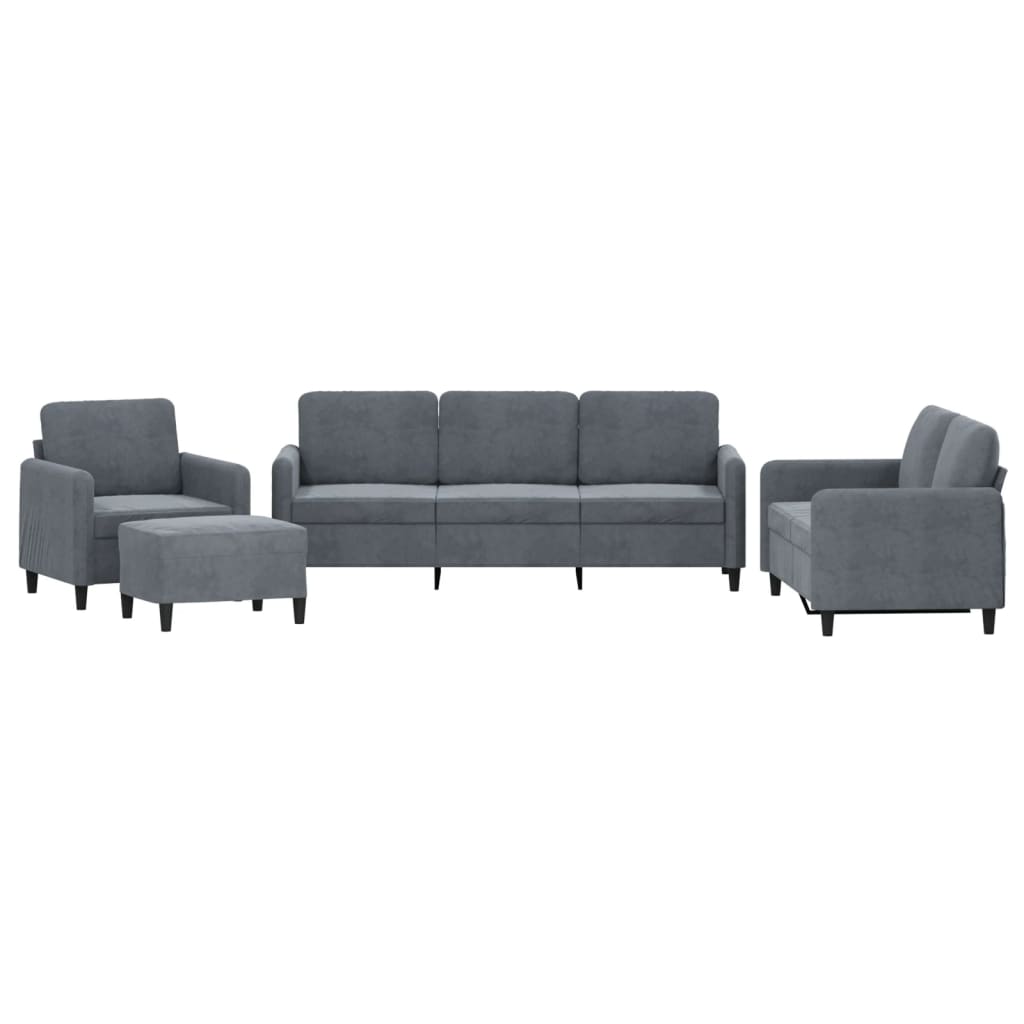 vidaXL Juego de sofás 4 piezas terciopelo gris oscuro