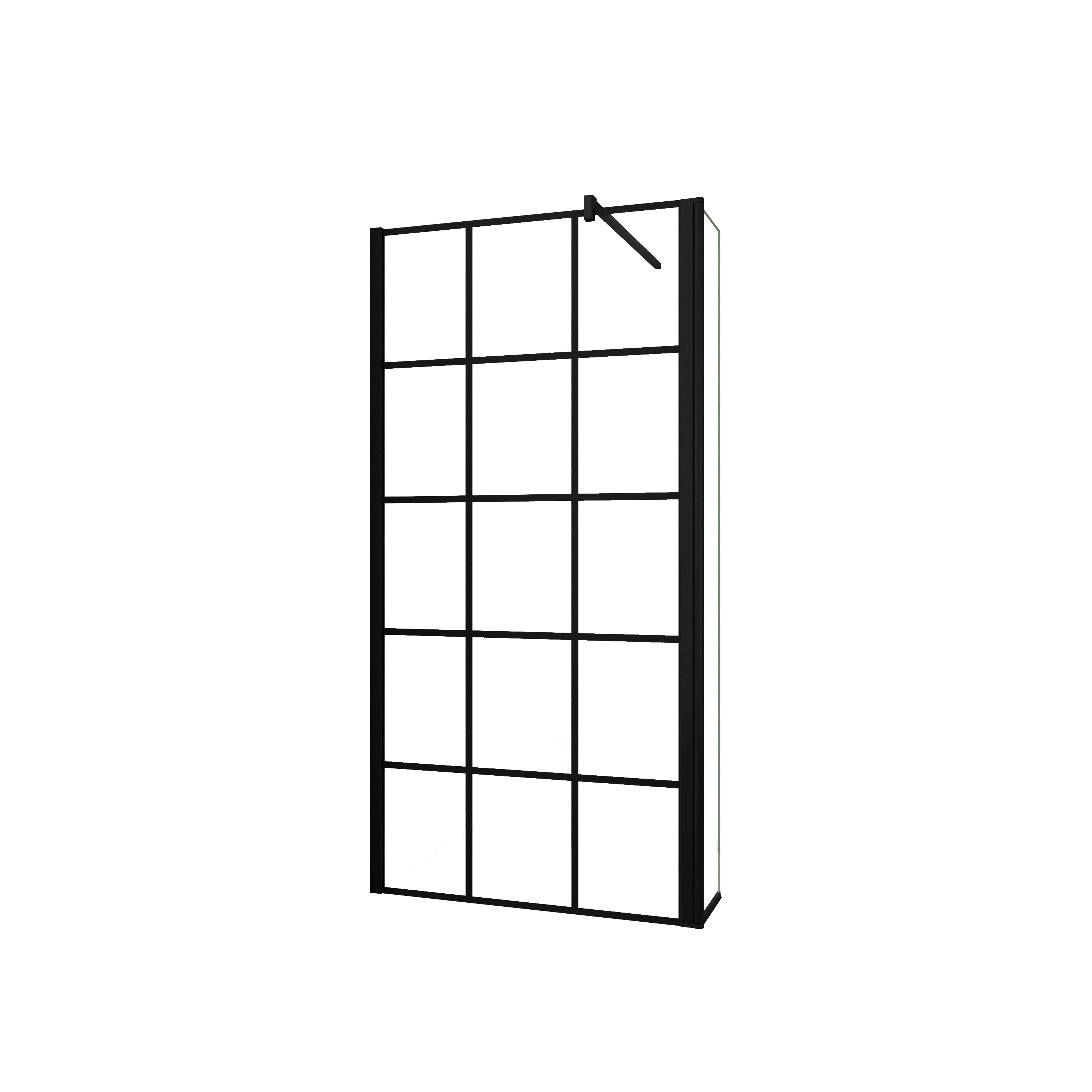 AICA Walkin Mampara Panel de ducha Serigrafiado de celosía cuadrada 2 hojas Vidrio 8mm Antical con Barra Negra mate 140cm Tamaño[(83.9-85.9)+30]x200cm
