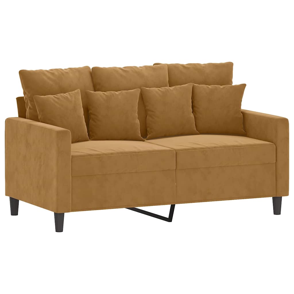 vidaXL Sofá de 2 plazas terciopelo marrón 120 cm