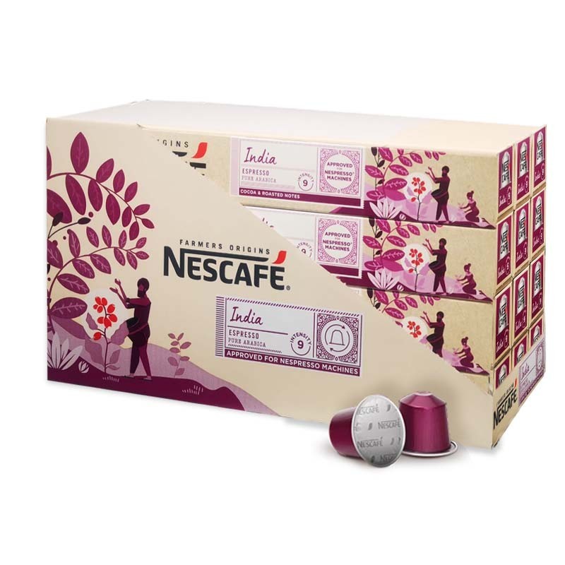 Nestlé - India Espresso Nescafé. 120 cápsulas de Aluminio (12 tubos de 10 cafés)  Formato ahorro 7630477879705