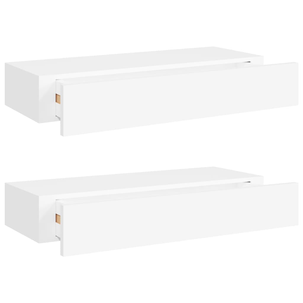 Vidaxl Estantes de Pared con Cajón 2 Uds MDF 60x23,5x10 Cm Blanco, Negro, Gris - Mueble Almacenaje Estantería para Oficina, Estudio, Sala de Estar, Dormitorio