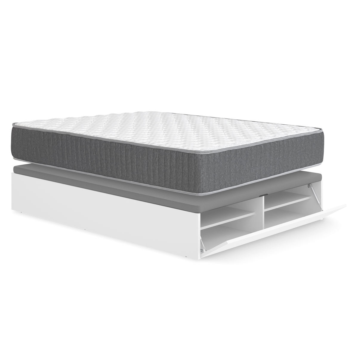 Pack ahorro matrimonio Canapé con zapatero Lan y Colchón viscoelástico y muelles Aurea 135 x 190 cm| Montaje Incluido (Solo canapé)