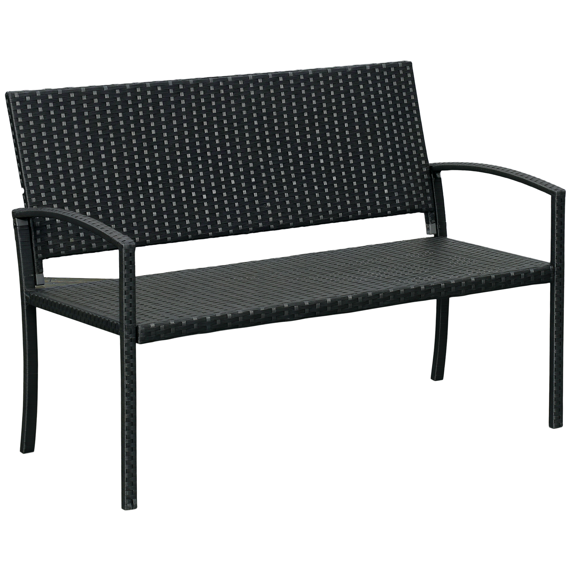 Outsunny Banco Jardín Lounge Silla 2 Plazas Muebles para Jardín Exterior Terraza 2 Plazas Ratán Sintético Carga 240kg 122x60x85 cm Marco Acero