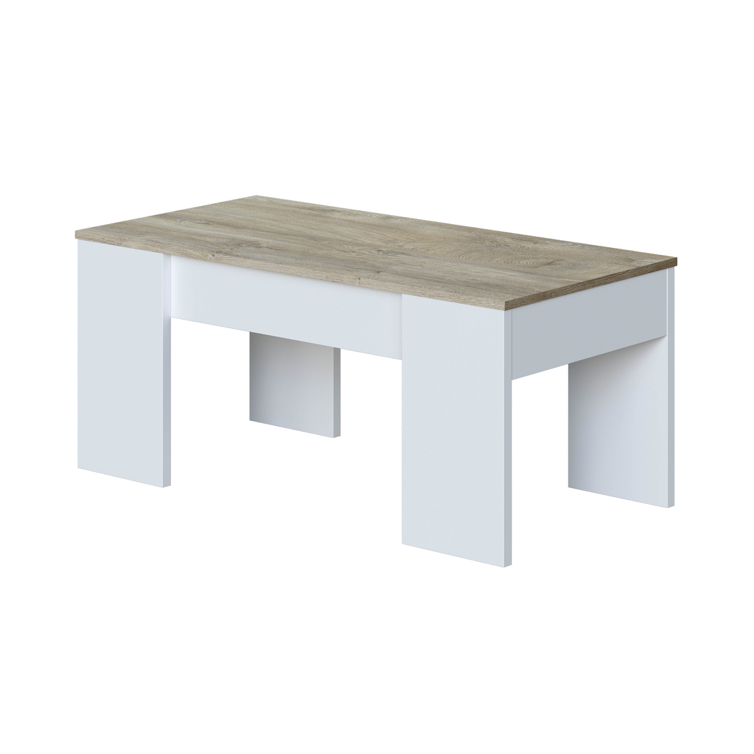 MESA DE CENTRO ELEVABLE FLOW 45X100X50 CM ROBLE ALASKA / BLANCO ARTIK
