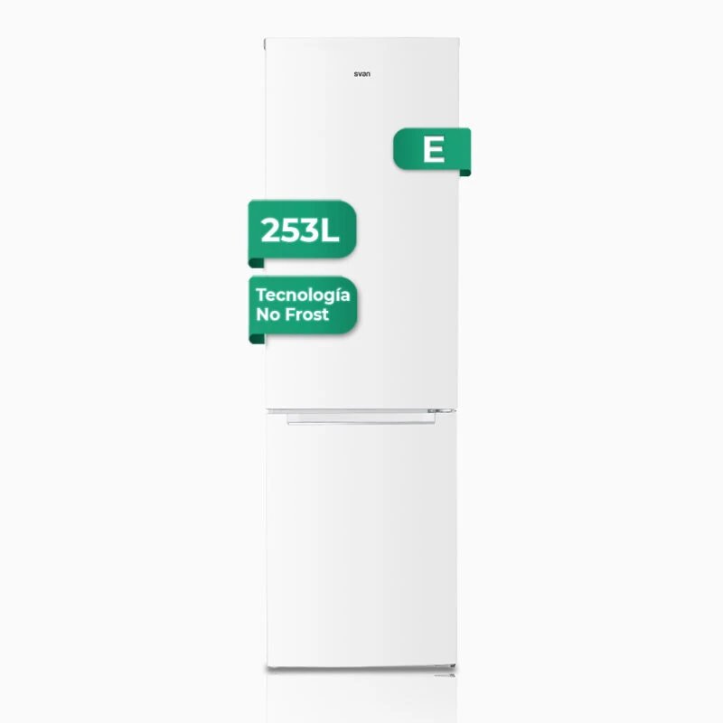 Svan - Frigorífico combi No Frost SC185501ENF alto 180 cm, 253 L, clase energética E, blanco, sin WiFi ni pantalla