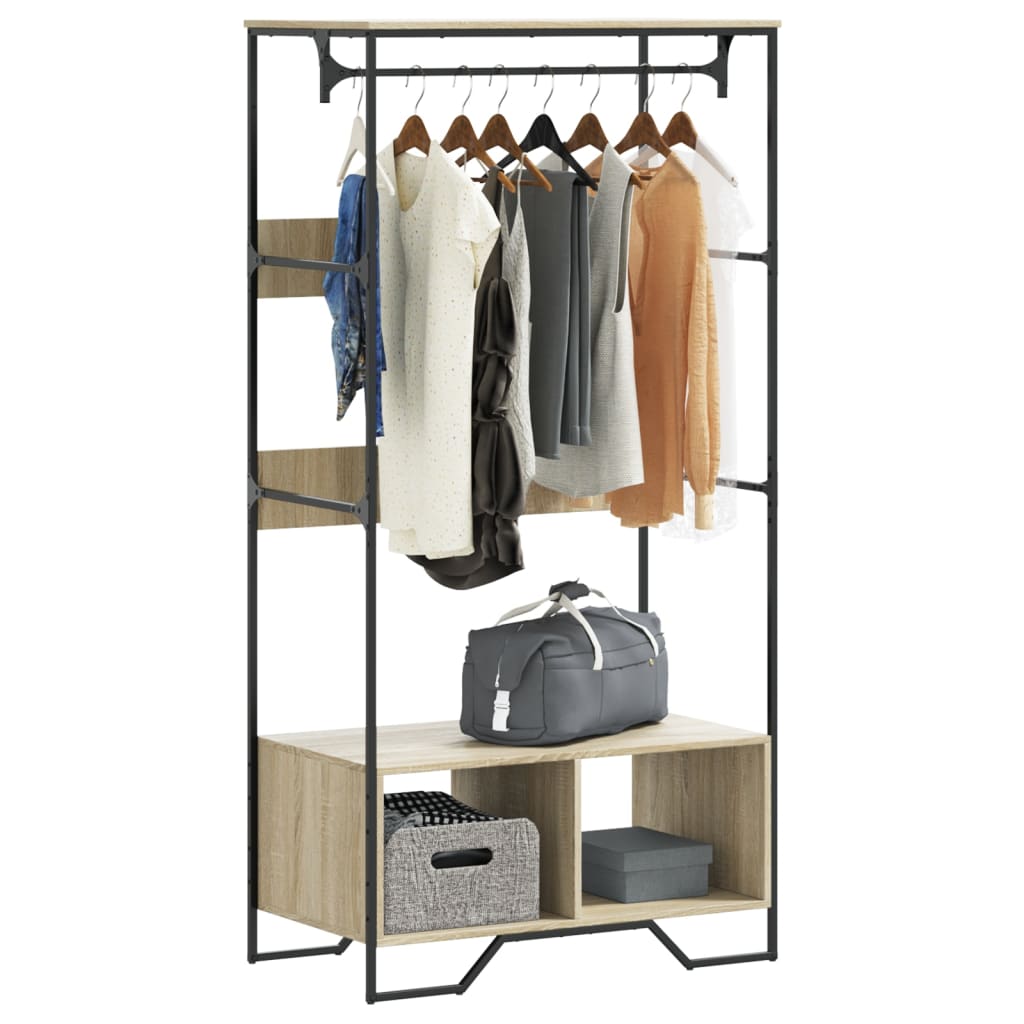 vidaXL Armario de madera de ingeniería 90x50x180 cm en color Gris sonoma/Roble Sonoma/Negro y más | almacenamiento funcional diseño moderno para baño dormitorio sala