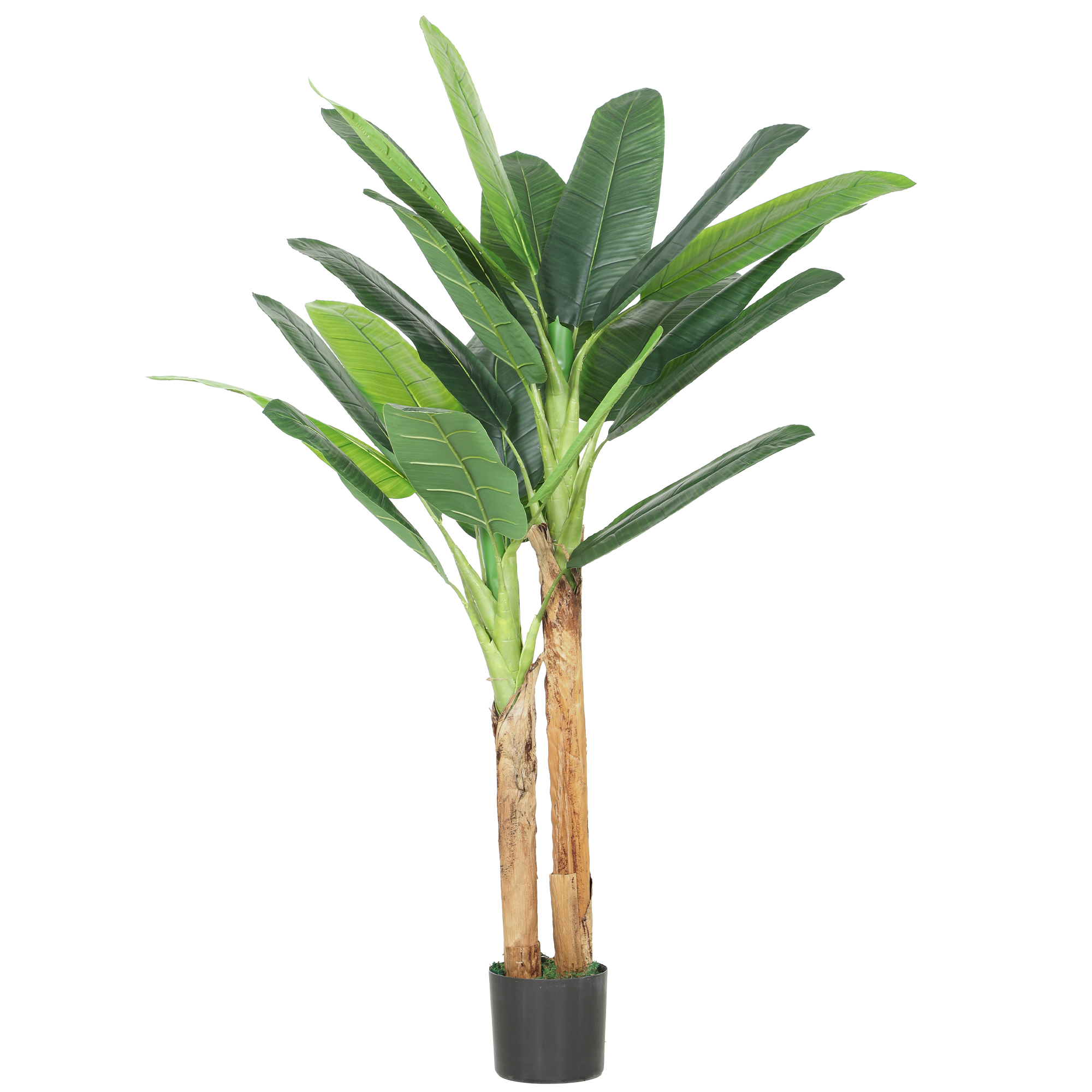 HOMCOM Árbol de Plátano Artificial 150 cm, Planta Artificial Decorativa con Maceta y  2 Troncos, para Decoración del Interior, Hogar, Oficina, Salón, Verde