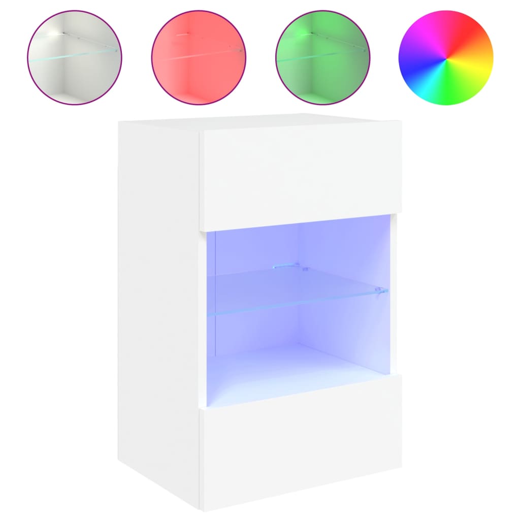 Vidaxl Mueble de TV de Pared con Luces LED 40x30x60,5 Cm - Blanco