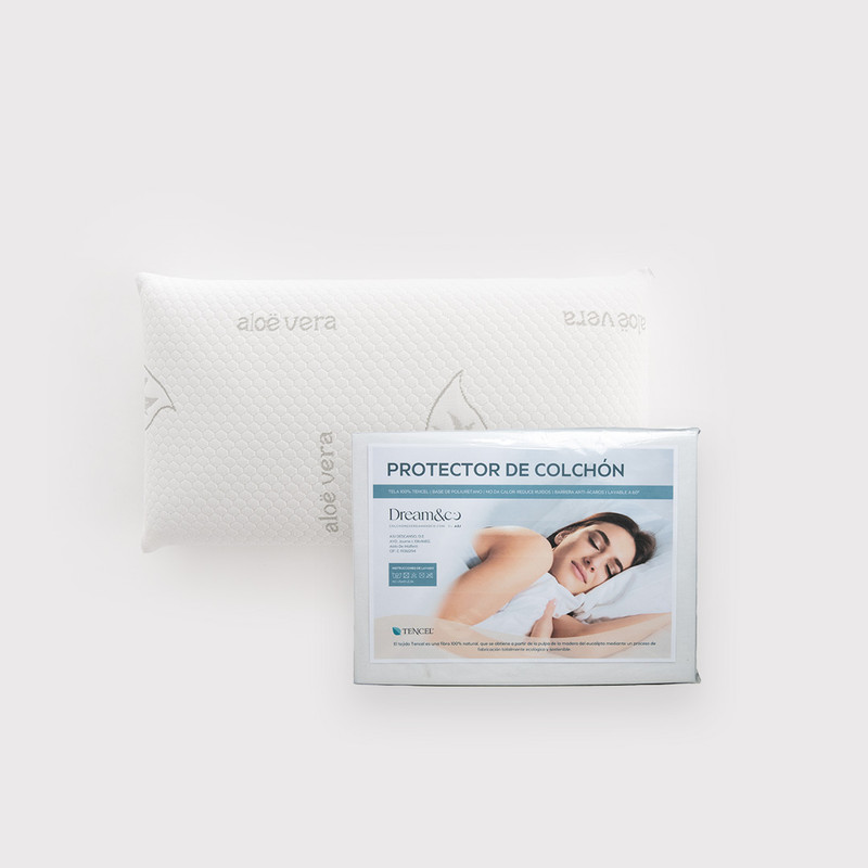 Dream&co - Pack 2 Almohadas Viscoelásticas Premium + Protector Colchón Tencel – Ajustable 190/200, Ergonómico, Transpirable, Impermeable