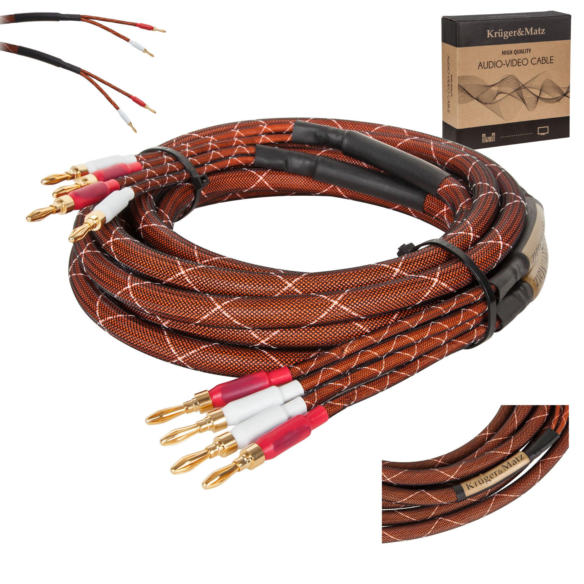 Cable de altavoz banana de 3 m, 2 unidades CU Kruger&Matz