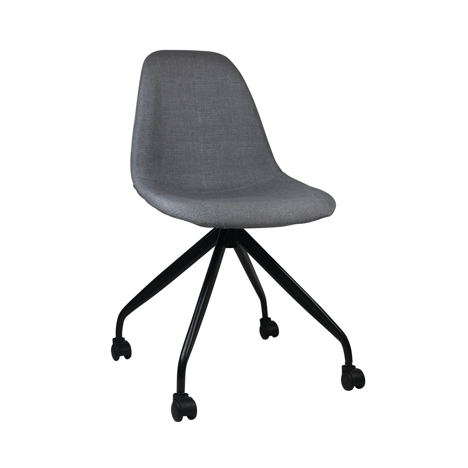 Thinia Home - Silla de Escritorio Ergonómica Basic, Silla de Oficina, con Ruedas, Giratoria 360º, Acolchada, Tapizada en Tela, Diseño Moderno, Color Gris