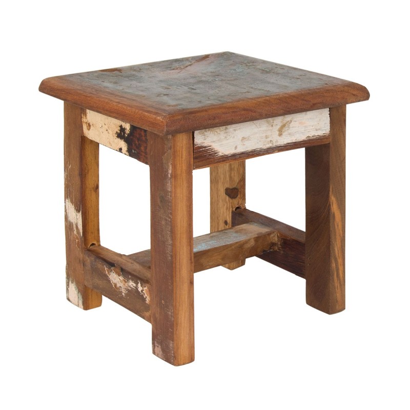 SIGNES GRIMALT - Taburete Marrón de Madera | Mesa Auxiliar Redonda Set Mobiliario Jardín