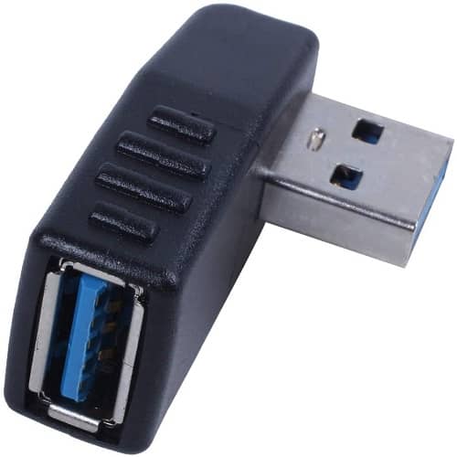 CABLEPELADO Adaptador USB acodado Izquierda | Adaptador de ángulo USB | Adaptador USB Macho a Hembra | Macho a Hembra | USB 3.0 | Angulo Izquierda
