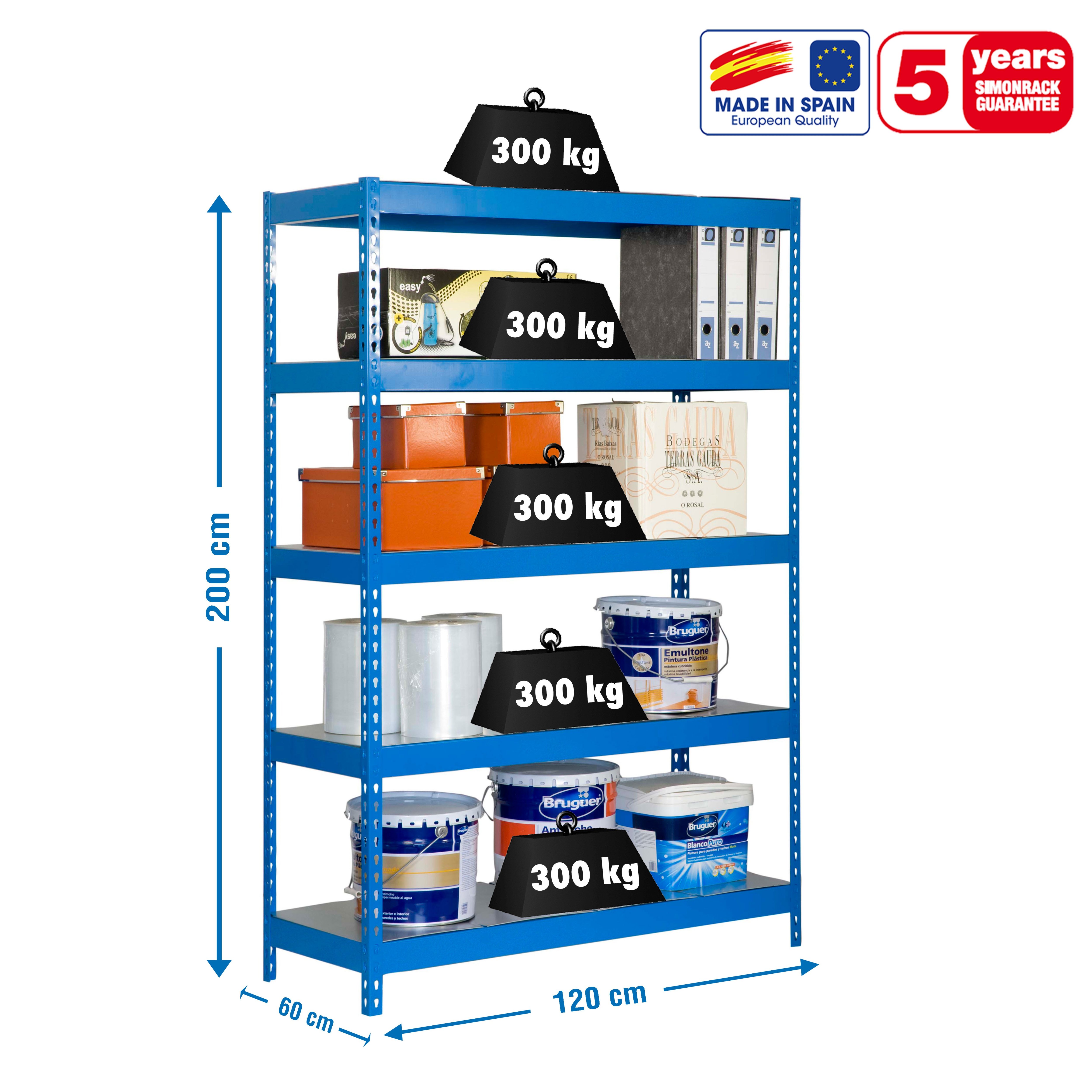 Estantería SIMONRACK Bricoforte 1206-5 metal azul/galva