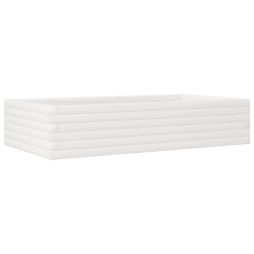 vidaXL Jardinera de madera maciza de pino 110x60x23 cm Color Pino natural,  Blanco,  Marrón cera y mas