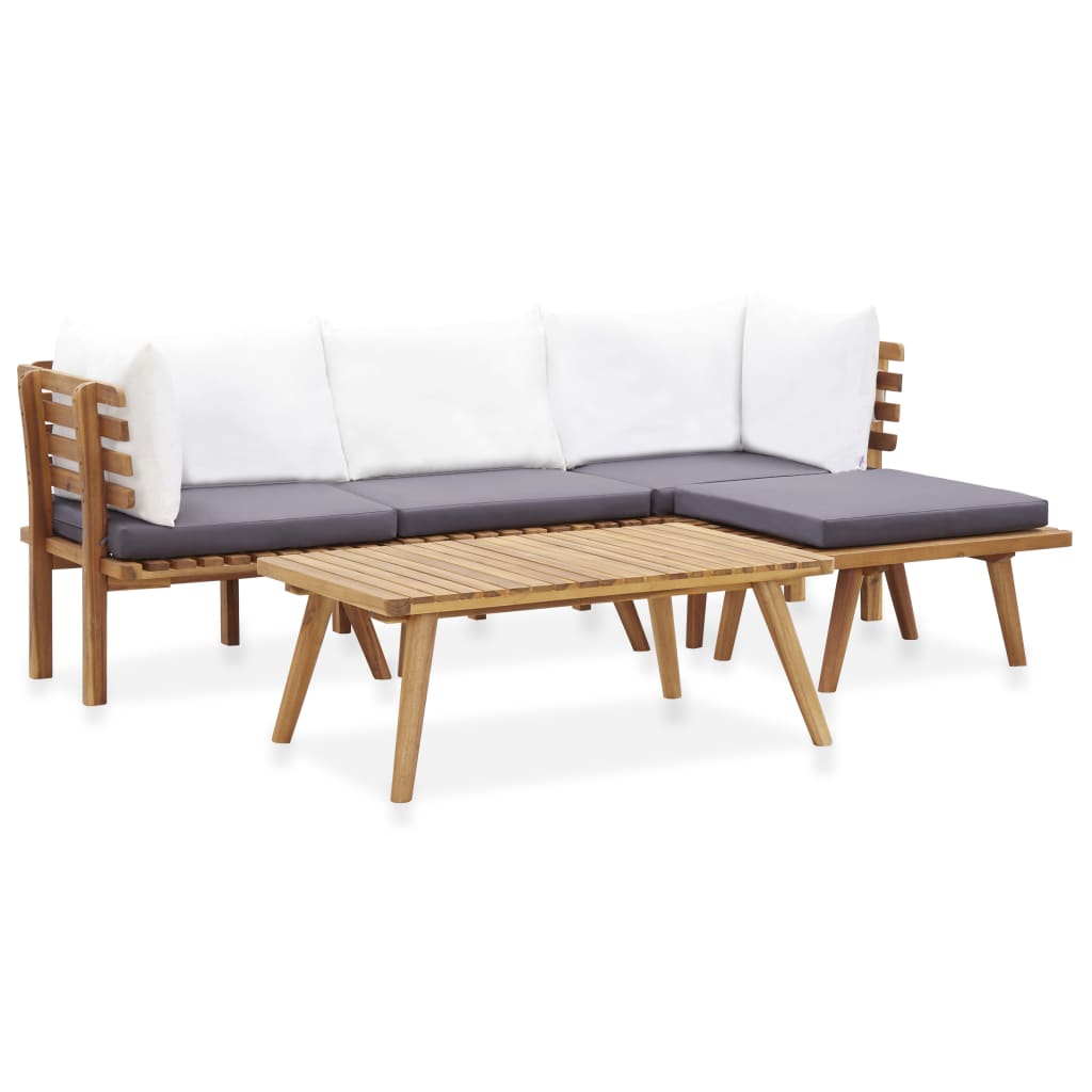 vidaXL Juego de muebles de jardín 5 piezas madera maciza de acacia
