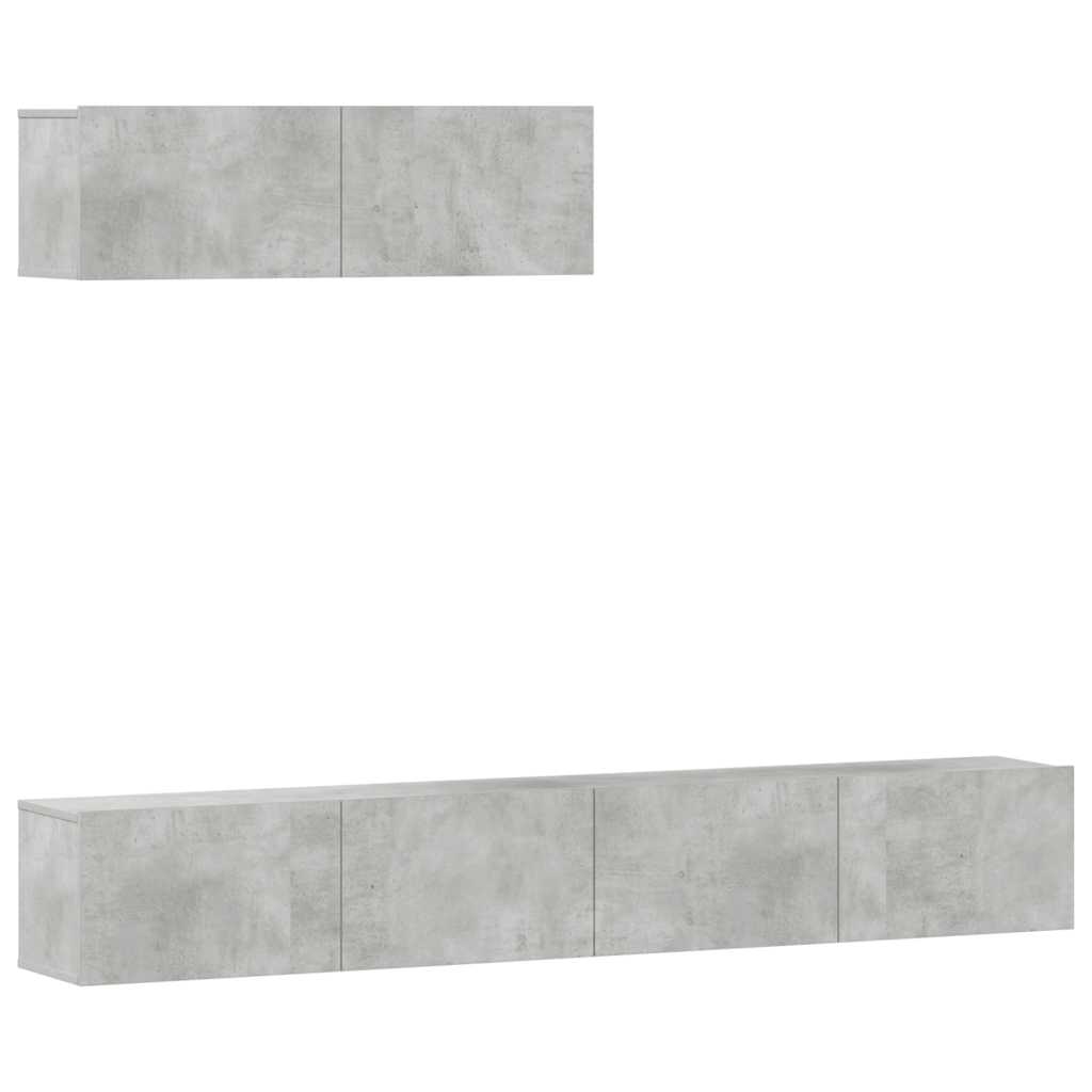 vidaXL Set de muebles de TV 3 pzas madera contrachapada gris hormigón