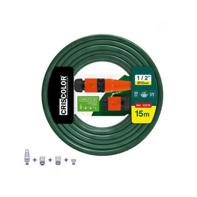 STARLEY-MANGUERA de Agua de Jardín 1/2" Pulgadas(12mm) 10m/15m/20m /25m/30m- Set Manguera con Conexión y Boquillas para Riego Reforzada 3 Capas -Presión de rotura de 20 bar