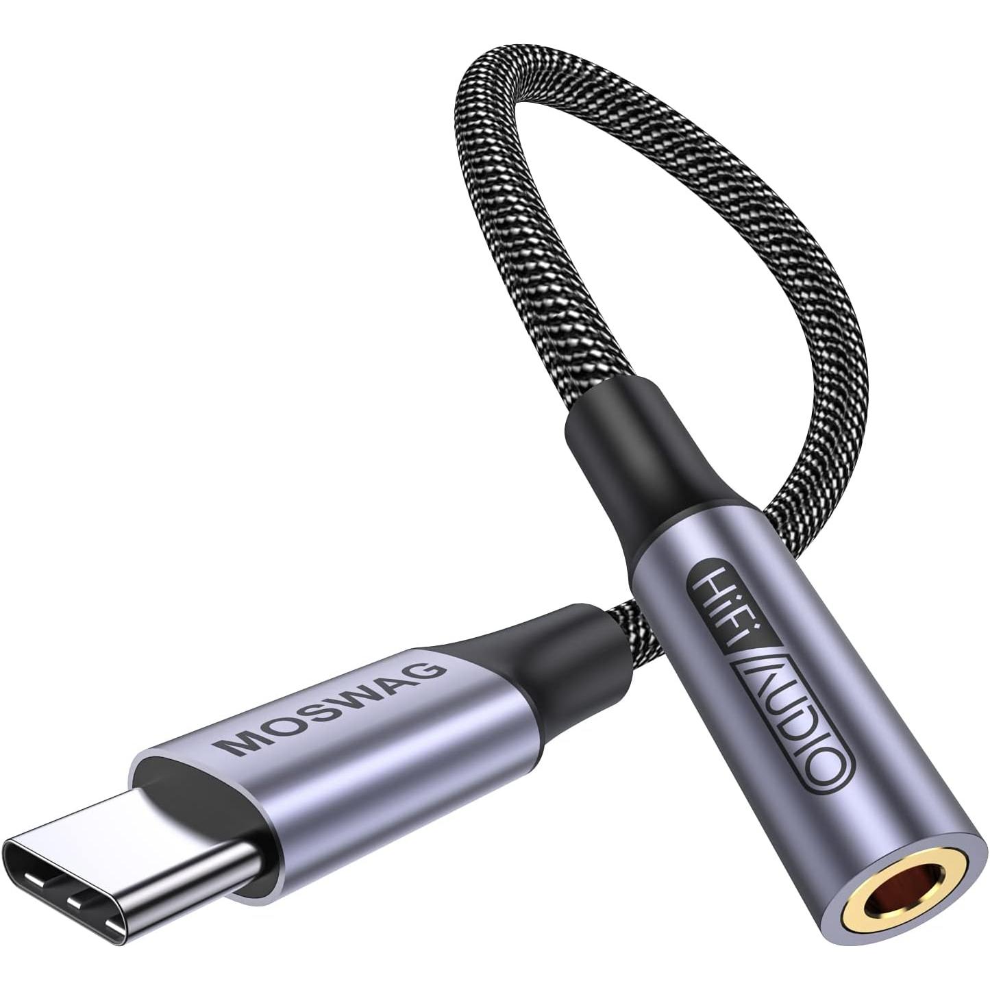 SOOMFON Adaptador USB C a Jack 3.5mm 2-en-1 Adaptador Auriculares
