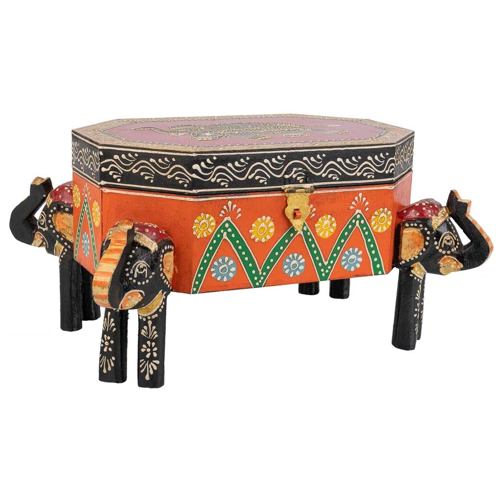 Wonderlust Deco - Baúl Joyero de madera pintado artesanal multicolor 33x20x15 Multicolor 33x20x15h cm