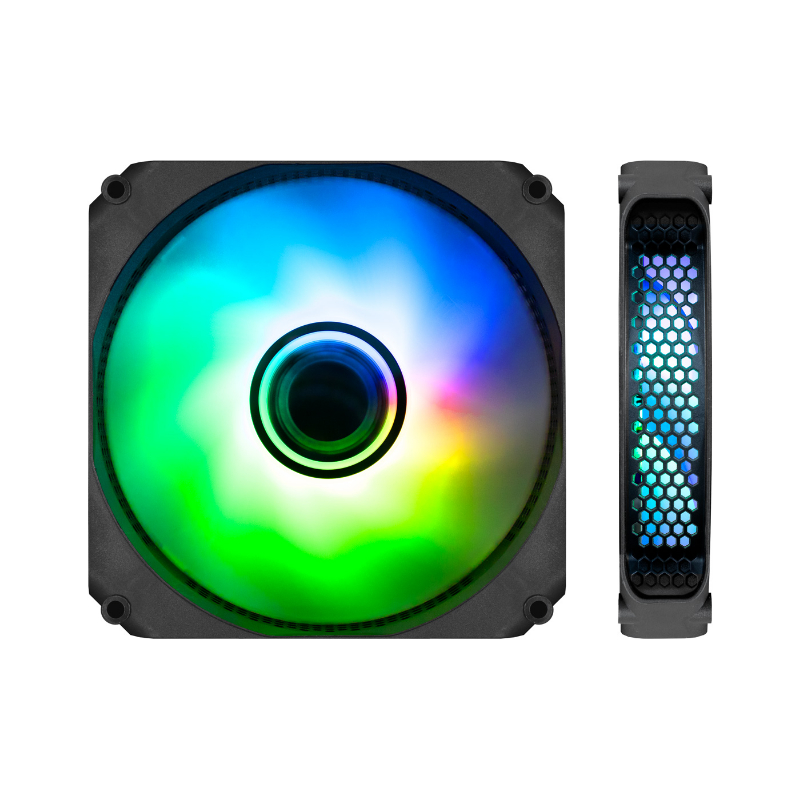 CoolBox Infinity - Ventilador PC 120mm, Ultrasilencioso, ARGB Efecto Túnel de Colores, Fan 120mm, 1000 RPM, 46,27 CFM - Negro