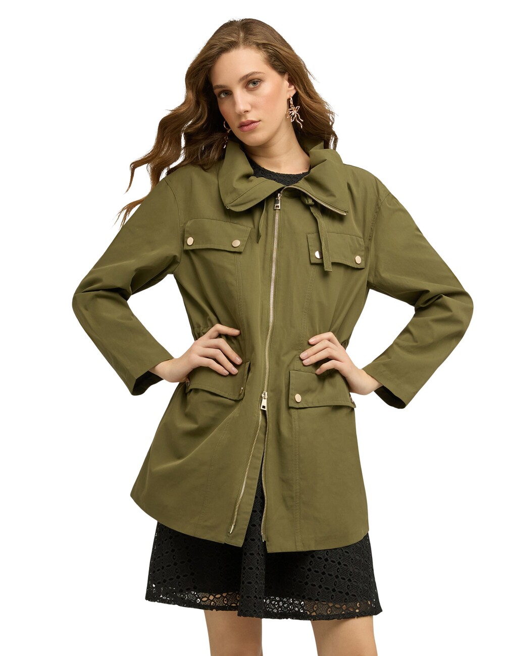 Motivi - Parka con cordón ajustable mezcla de algodón