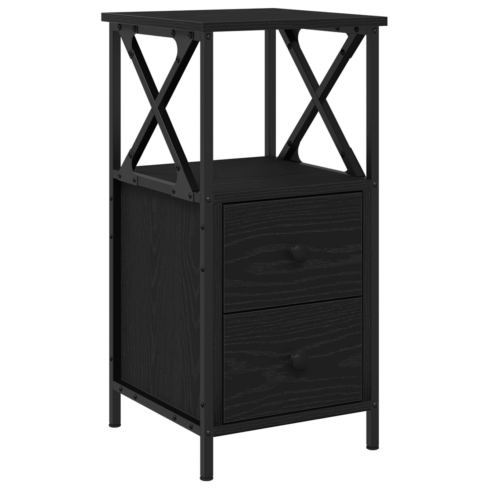 Mesitas de Noche vidaXL 2 pcs Negro Roble 34x35,5x70 cm Madera Elaborada