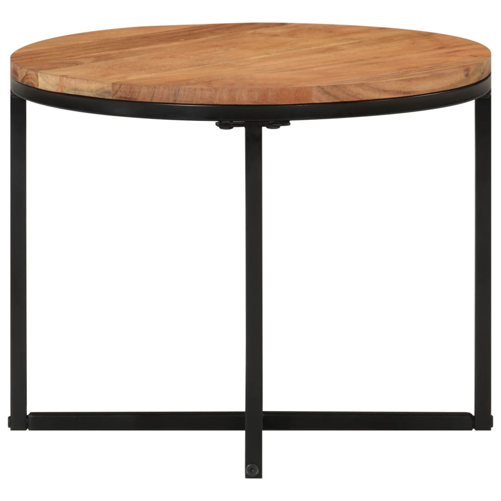 Vidaxl Mesa de Centro de Madera Maciza de Acacia y Hierro 45x45x35 Cm Mesita de Salón o Comedor o Auxiliar