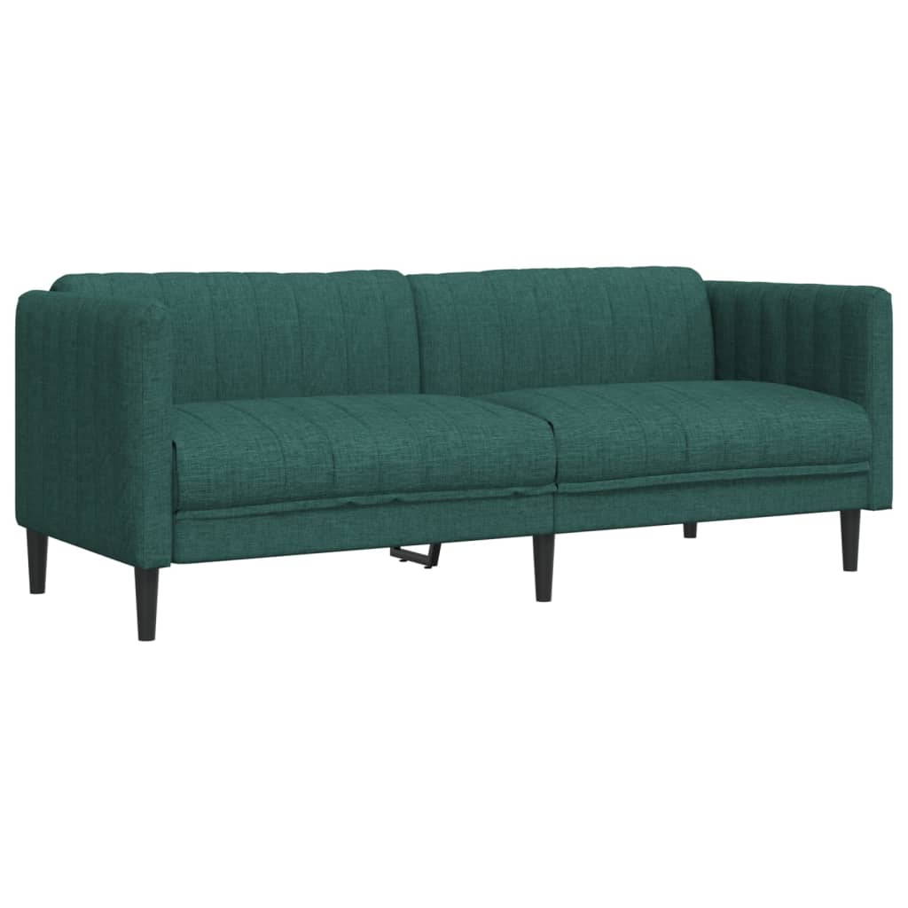 vidaXL Sofá de 3 plazas tela verde oscuro