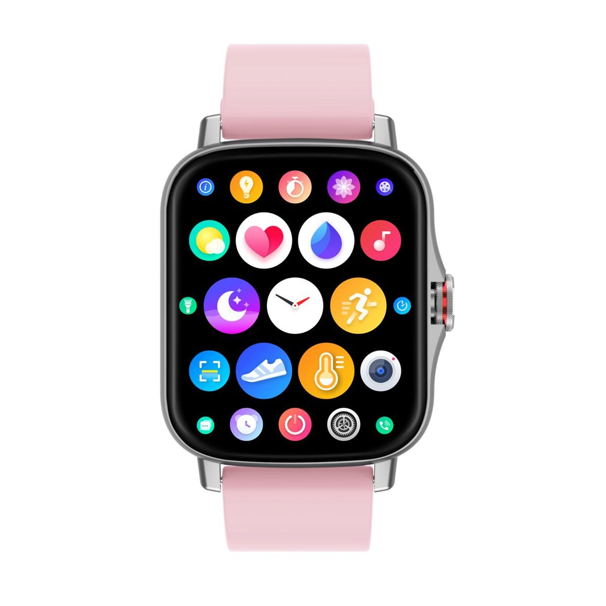 Smarts By Radiant Reloj Inteligente Las Vegas Premium Ipsilver Sili Pink 45,00 Mm Pulsera De Silicona Rosa Con Cierre De Hebilla Normal Control De Ritmo Cardiaco, Sueño Y Modos Deportivos Compatible Con Android, Ios