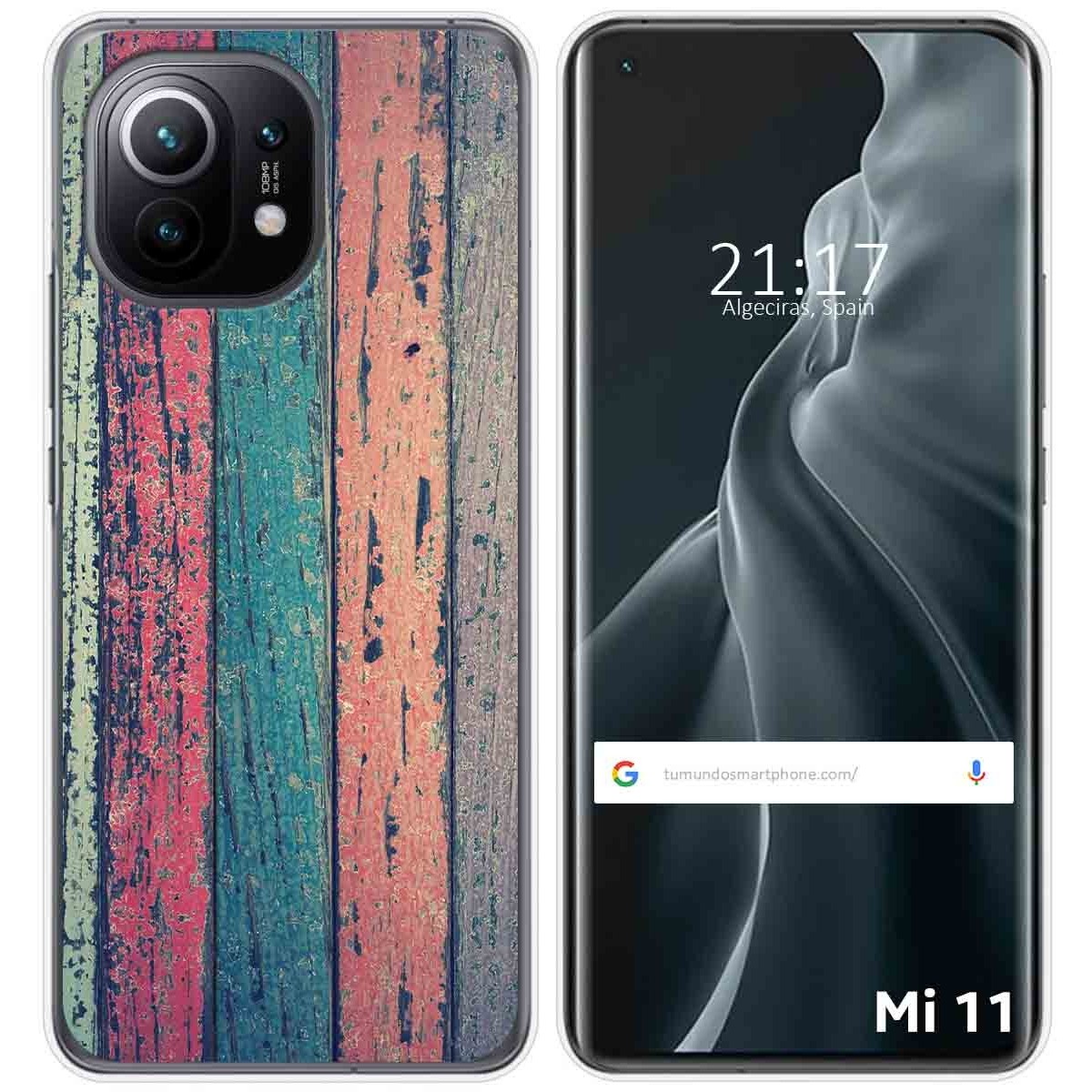 Tumundosmartphone Funda Gel Tpu para Xiaomi Mi 11 5G diseño Madera 10 Dibujos