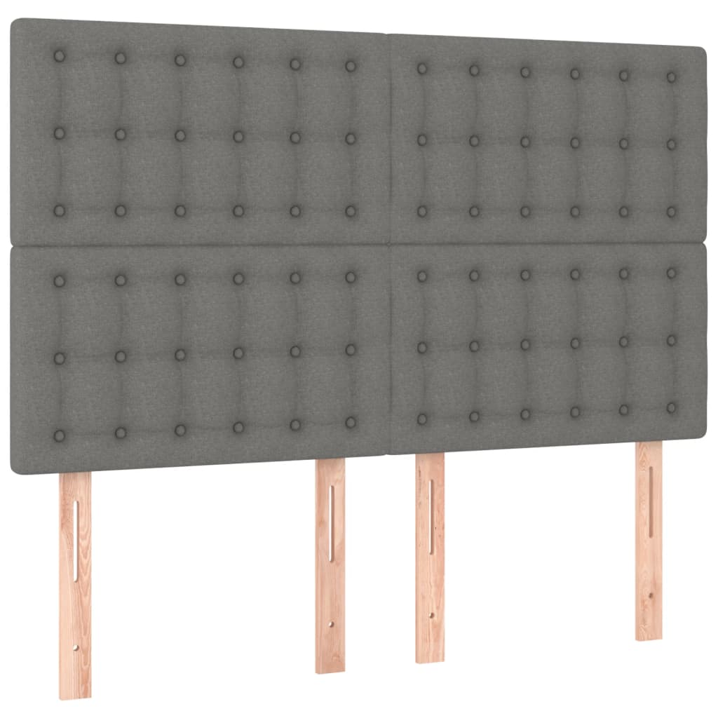 vidaXL Cabecero con luces LED tela gris oscuro 144x5x118/128 cm