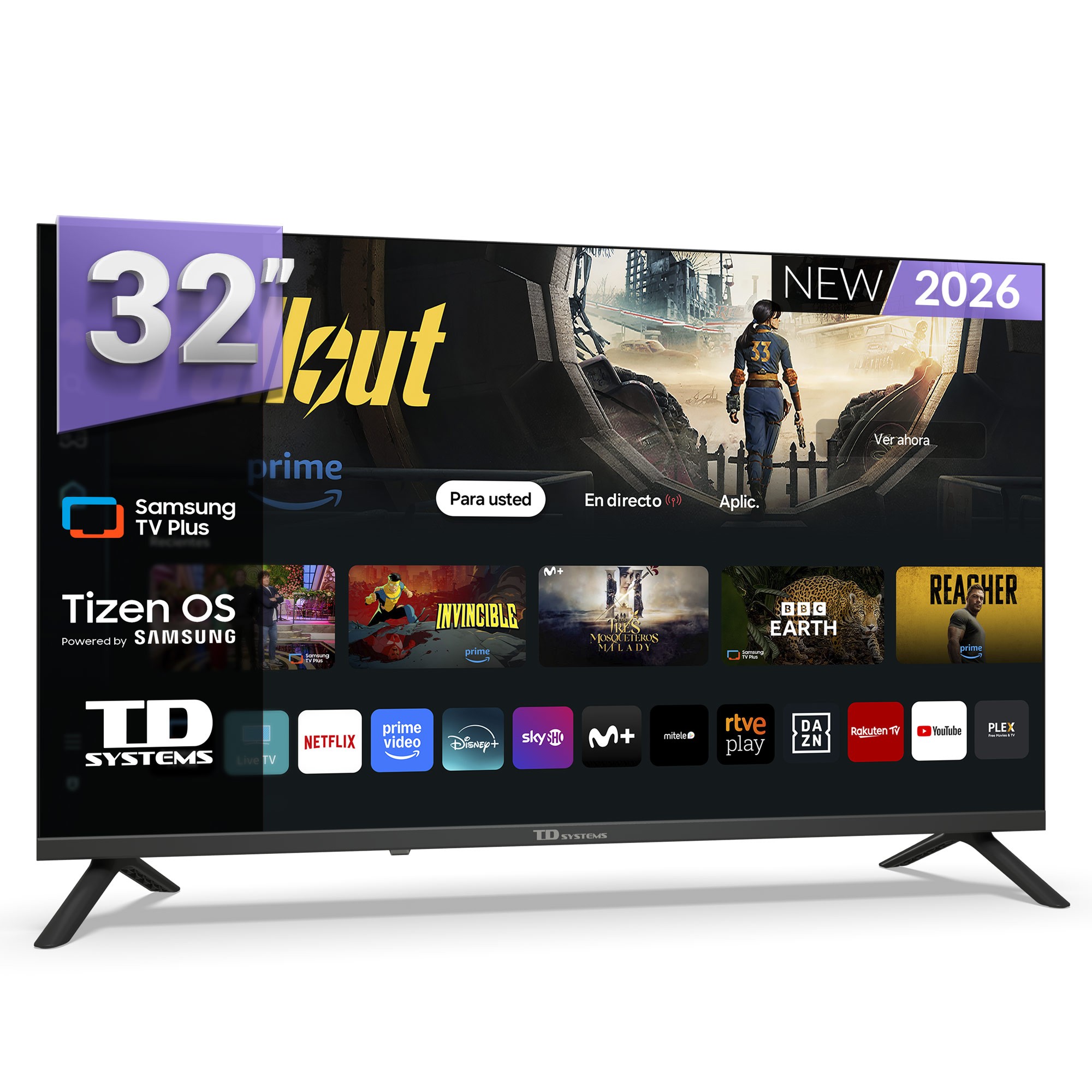 TD Systems - Smart TV 32 pulgadas Led HD Samsung TV Tizen OS 8.0. Triple Tuner (DVB-T2/C/S2). Televisores con Samsung Smart TV Gaming Hub. Televisión del 2026 -K32C22TIZEN