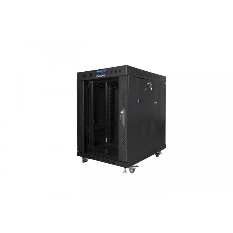Lanberg Armario rack 19" independiente 15u/800x1000 (paquete plano) negro con puerta de cristal lcd v2