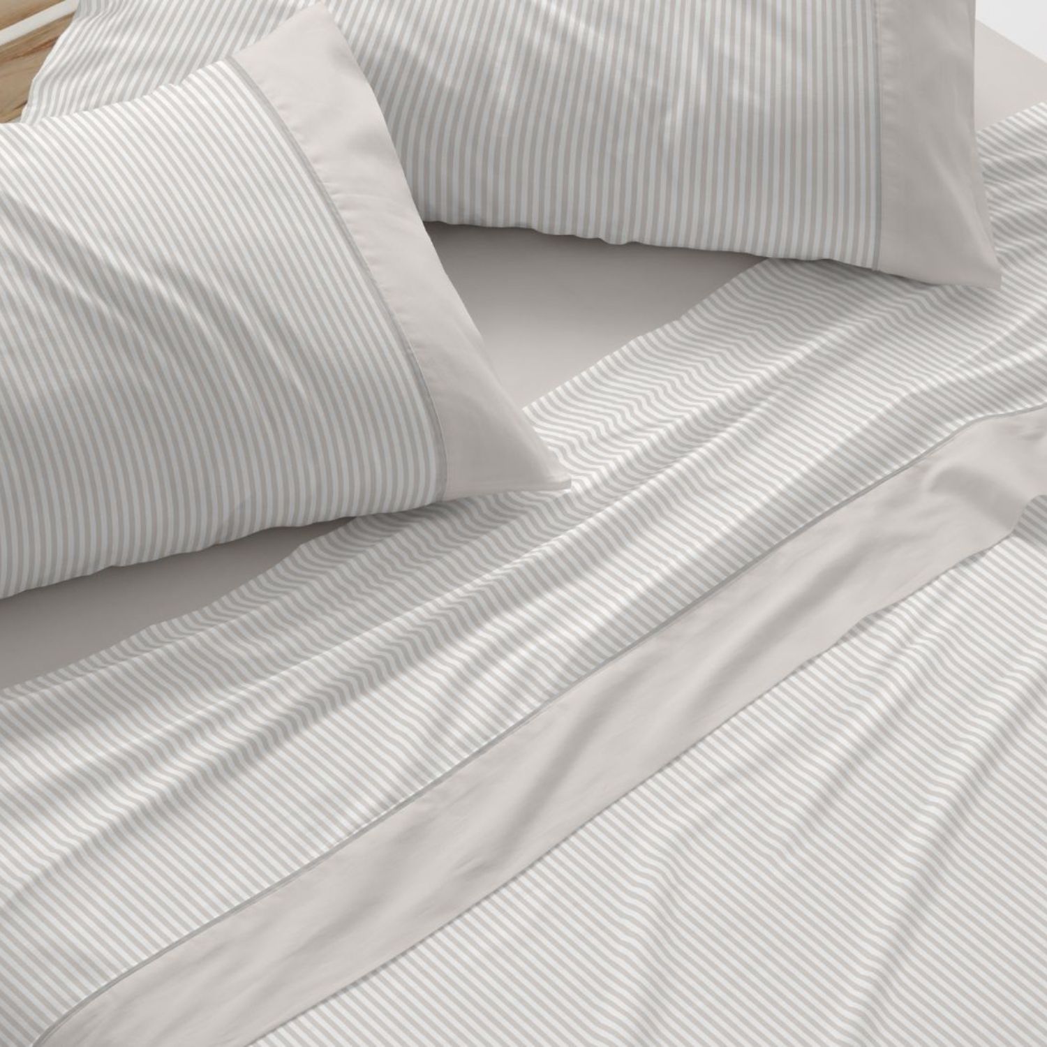 Juego Sábanas BURRITO BLANCO 100% Algodón Extrasuave Diseño Rayas Azul - Larga Duración, Anti-Pilling - Cama 90-200cm